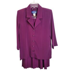 VTG NWT Nancy II Shirt & Pleated Purple Business Office Skirt Women's Size 8